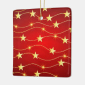 Star Adorned Ruby Red Pattern Keramikornament (Links)