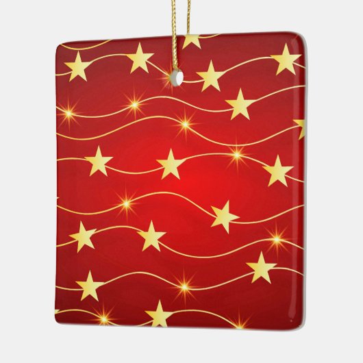 Star Adorned Ruby Red Pattern Keramikornament (Links)
