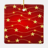 Star Adorned Ruby Red Pattern Keramikornament (Rückseite)