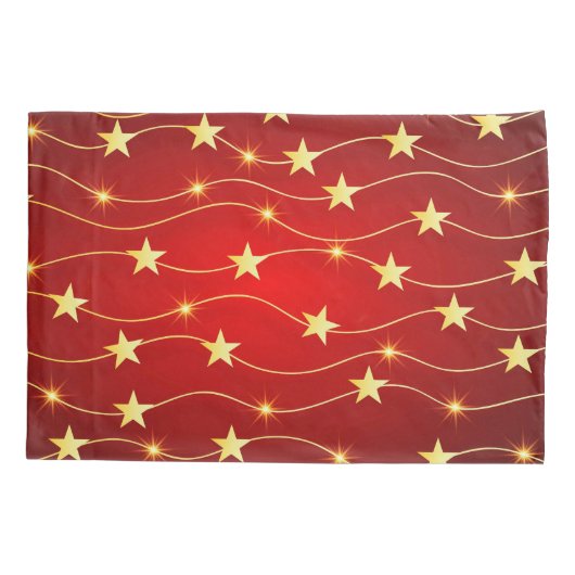 Star Adorned Ruby Red Pattern Kissenbezug (Rückseite)