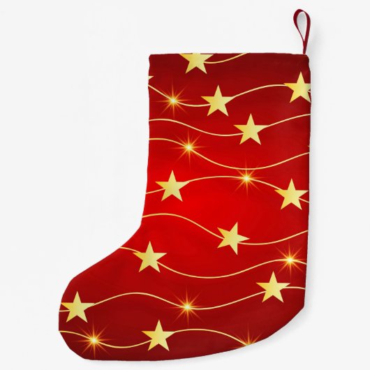 Star Adorned Ruby Red Pattern Kleiner Weihnachtsstrumpf (Rückseite)