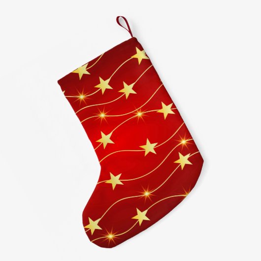 Star Adorned Ruby Red Pattern Kleiner Weihnachtsstrumpf (Rückseite (Hängend))