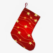 Star Adorned Ruby Red Pattern Kleiner Weihnachtsstrumpf (Vorderansicht (hängend))