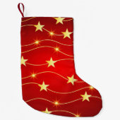 Star Adorned Ruby Red Pattern Kleiner Weihnachtsstrumpf (Vorderseite)