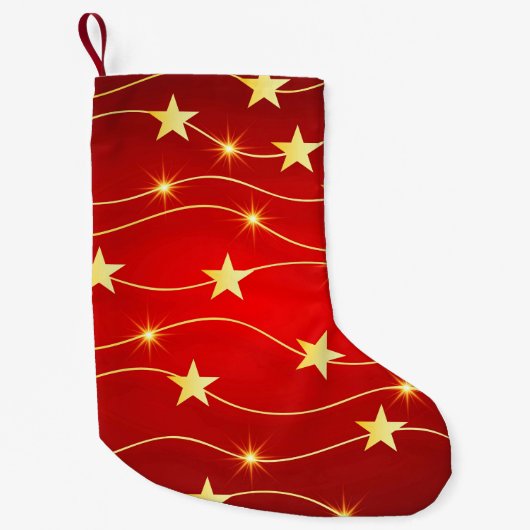Star Adorned Ruby Red Pattern Kleiner Weihnachtsstrumpf (Vorderseite)