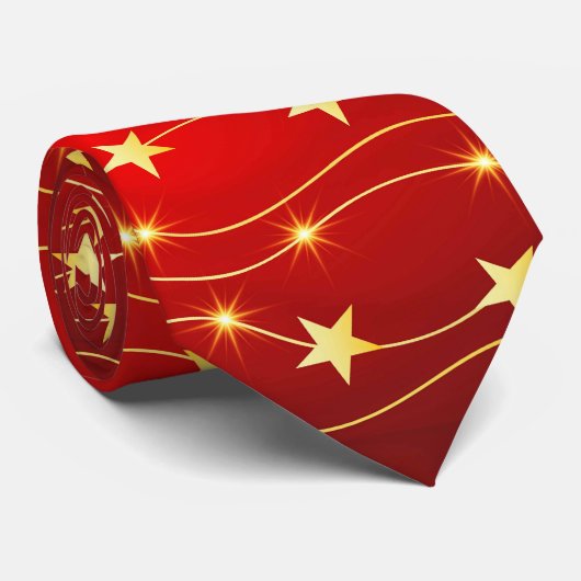 Star Adorned Ruby Red Pattern Krawatte (Gerollt)