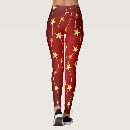 Star Adorned Ruby Red Pattern Leggings (Rückseite)