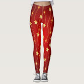Star Adorned Ruby Red Pattern Leggings (Vorderseite)
