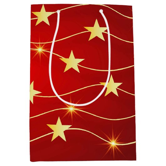 Star Adorned Ruby Red Pattern Mittlere Geschenktüte (Vorderseite)