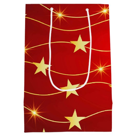 Star Adorned Ruby Red Pattern Mittlere Geschenktüte (Rückseite)