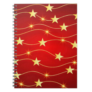 Star Adorned Ruby Red Pattern Notizblock