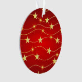Star Adorned Ruby Red Pattern Ornament (Vorderseite)