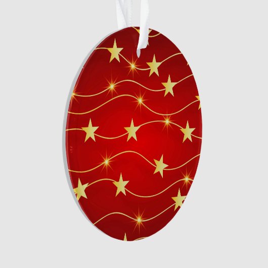 Star Adorned Ruby Red Pattern Ornament (Vorderseite)