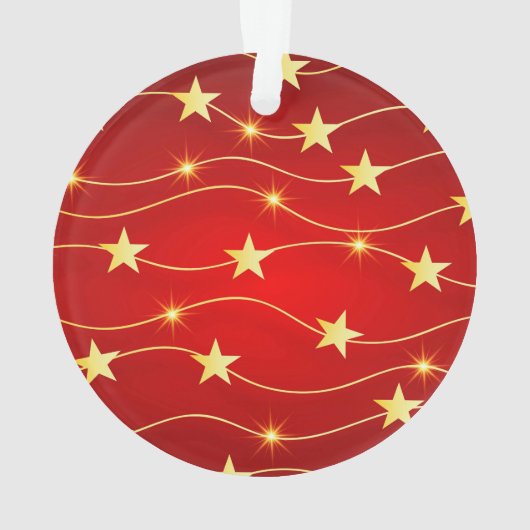 Star Adorned Ruby Red Pattern Ornament (Rückseite)