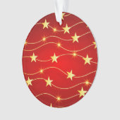Star Adorned Ruby Red Pattern Ornament (Vorderseite)