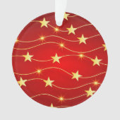Star Adorned Ruby Red Pattern Ornament (Vorderseite)