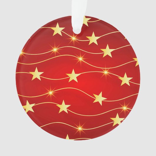 Star Adorned Ruby Red Pattern Ornament (Vorderseite)