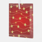 Star Adorned Ruby Red Pattern Ornament Aus Glas (Vorderseite links)