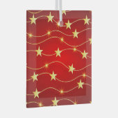 Star Adorned Ruby Red Pattern Ornament Aus Glas (Vorderseite Rechts)