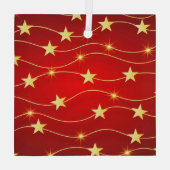 Star Adorned Ruby Red Pattern Ornament Aus Glas (Rückseite)