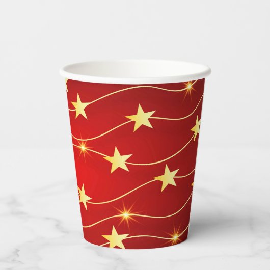 Star Adorned Ruby Red Pattern Pappbecher (Rückseite)