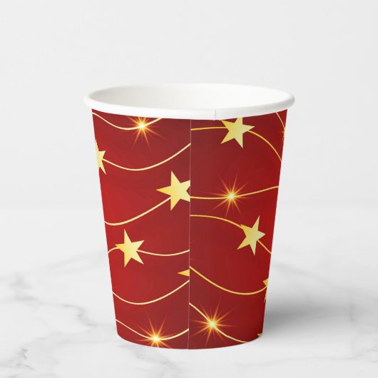 Star Adorned Ruby Red Pattern Pappbecher (Rechts)