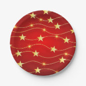 Star Adorned Ruby Red Pattern Pappteller (Vorderseite)