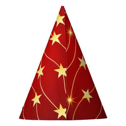Star Adorned Ruby Red Pattern Partyhütchen (Rückseite)