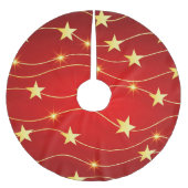 Star Adorned Ruby Red Pattern Polyester Weihnachtsbaumdecke (Vorderseite)