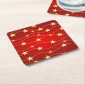 Star Adorned Ruby Red Pattern Rechteckiger Pappuntersetzer (angewinkelt)