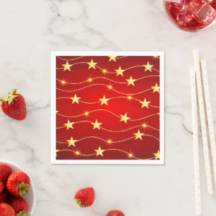 Star Adorned Ruby Red Pattern Serviette