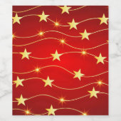 Star Adorned Ruby Red Pattern Weinetikett (Einzelnes Label)