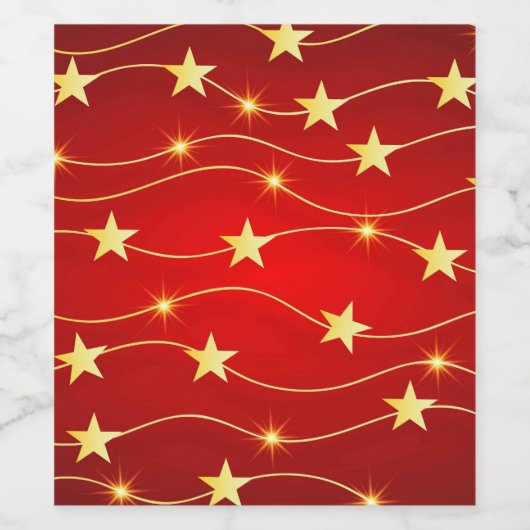 Star Adorned Ruby Red Pattern Weinetikett (Einzelnes Label)