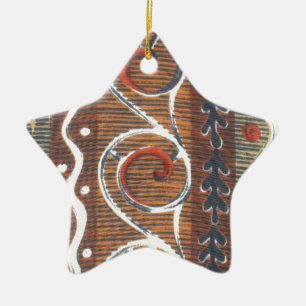 Star African Vintag Traditional Colors Keramik Ornament