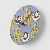Star and Clef ecclesiastical wallpaper design Runde Wanduhr (Winkel)