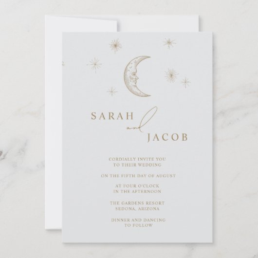 Star and Moon Celestial Photo Wedding Invitation Einladung (Vorderseite)