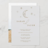 Star and Moon Celestial Photo Wedding Invitation Einladung (Vorne/Hinten)