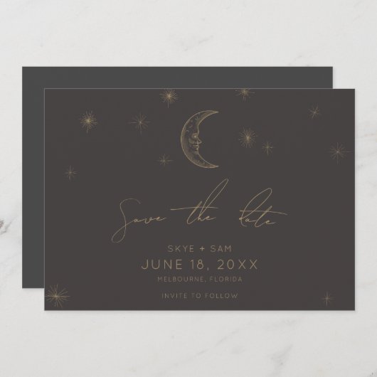 Star and Moon Celestial Save the Date (Vorne/Hinten)