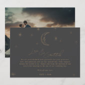 Star and Moon Celestial Wedding Photo Thank You Dankeskarte (Vorne/Hinten)