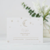 Star and Moon Celestial Wedding RSVP Card Karte (Stehend Vorderseite)