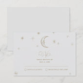 Star and Moon Celestial Wedding RSVP Card Karte (Vorne/Hinten)