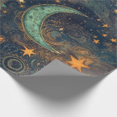 Star and Moon Winter Night Sky - Fantasie und Trau Geschenkpapier (Ecke)