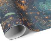 Star and Moon Winter Night Sky - Fantasie und Trau Geschenkpapier (Rolleneckpunkt)