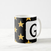 Star Any Monogram Initial Yellow Black Minimalisti Kaffeetasse (VorderseiteRechts)