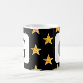 Star Any Monogram Initial Yellow Black Minimalisti Kaffeetasse (Mittel)