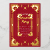 Star Art Deco Weihnachtsfeiertag Folieneinladung (Vorderseite)
