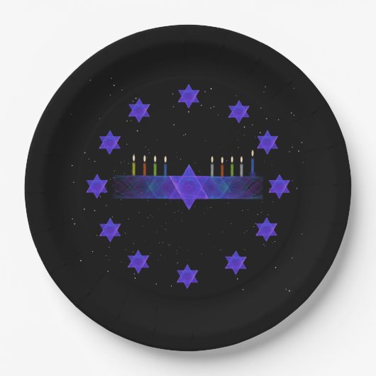 Star Bar Menorah Pappteller (Vorderseite)