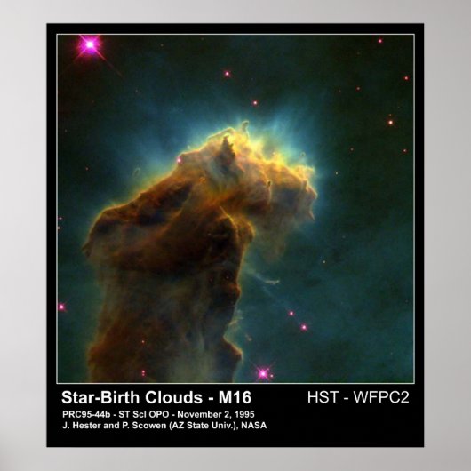 Star Birth Cloud M16 Hubble Telescope Foto Poster (Vorne)