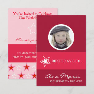 Star Birthday Girl Foto Einladung