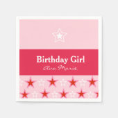 Star Birthday Girl Party, Rosa & Rot Serviette (Vorderseite)
